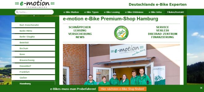 e-motion e-Bike Premium-Shop Hamburg Wentorf bei Hamburg