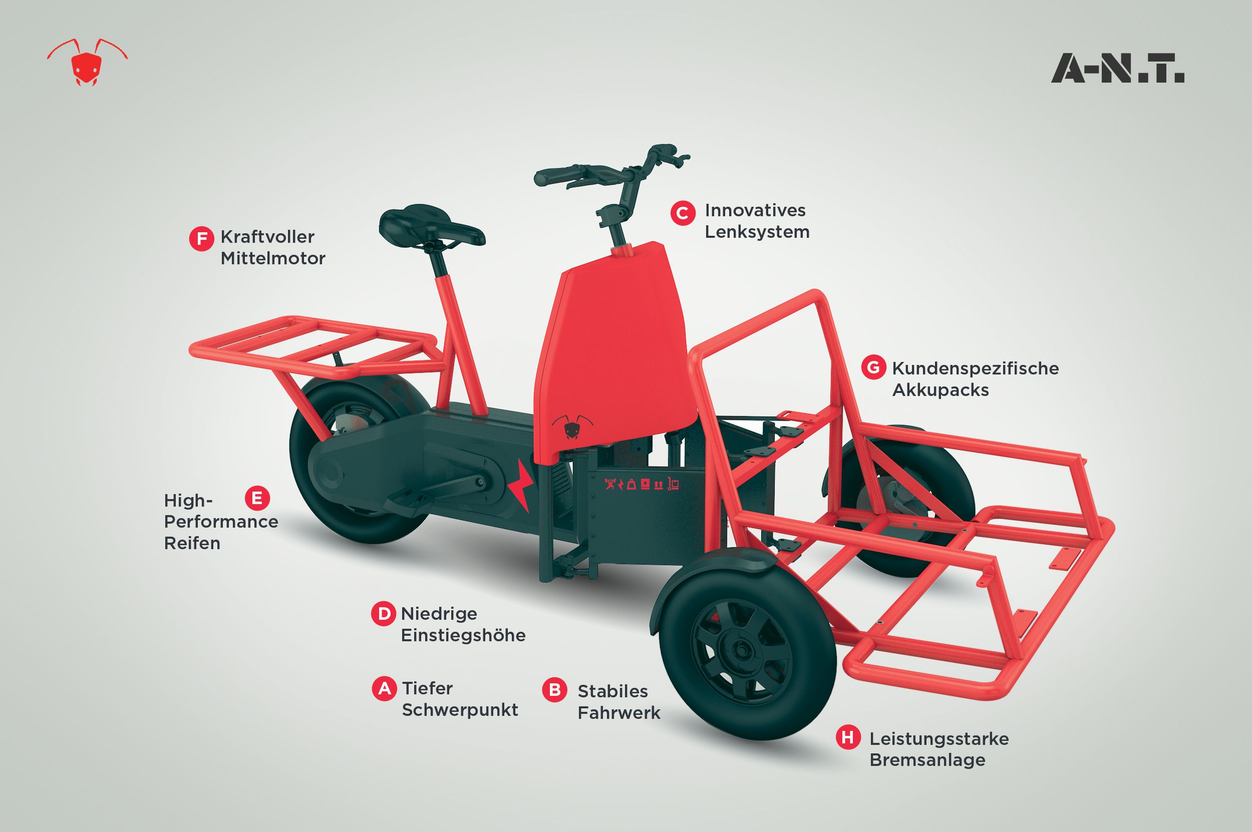 ANT Lastenrad der ZEG Marke A-N.T. - Schwerlast Cargo Bike für Unternehmen