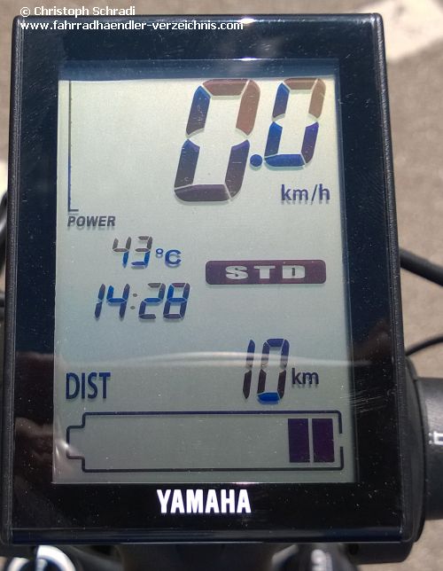 Display des Yamaha Mittelmotors - große und gut leserliche Anzeige der Daten